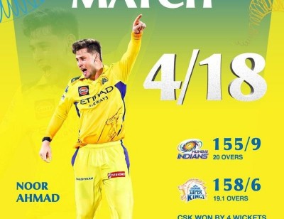 Rachin Ravindra, Noor shine as CSK beat Mumbai Indians by four wickets in IPL clash