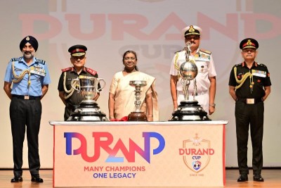 President Murmu unveils trophies of Durand Cup tournament