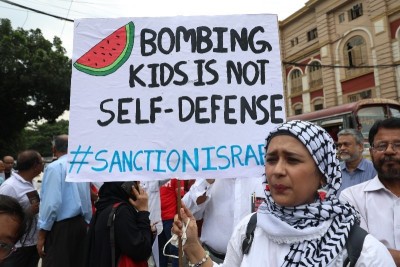 In Images: Citizens, Left outfits hold protest in Kolkata demanding end to Gaza violence