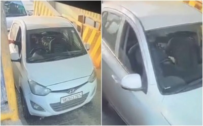 CCTV captures masked suspect driving i20 through Badarpur toll plaza hours before Delhi blast
