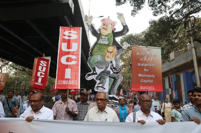 In Images: Leftist SUCI protests in Kolkata against US-Israel led strikes that killed Iran’s Supreme Leader Khamenei