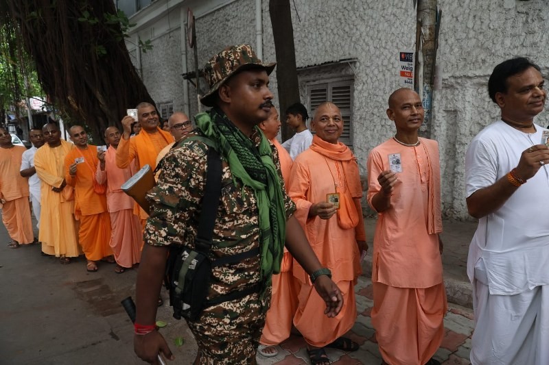In Images: Hindu monks queue up to vote in Kolkata’s high-stakes final phase