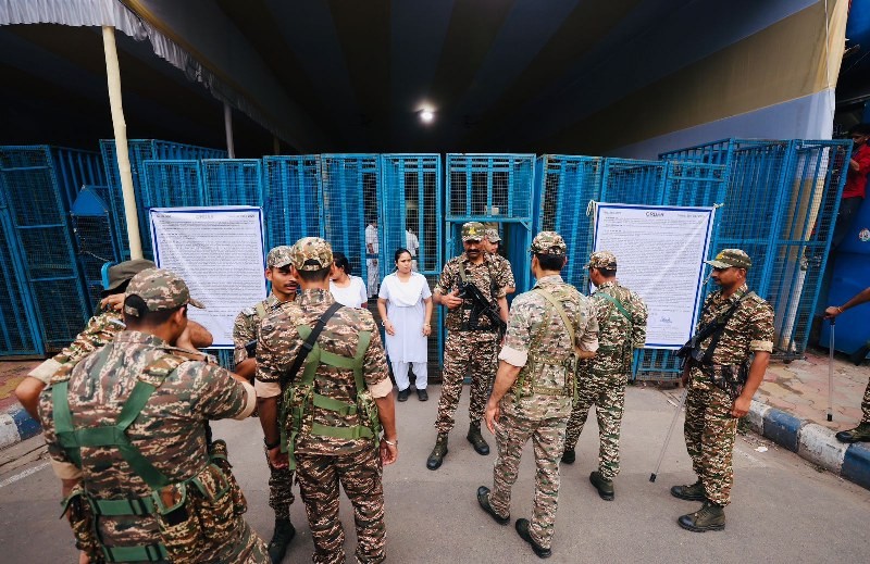 Security beefed up outside Kolkata's Netaji Indoor Stadium ahead of vote counting