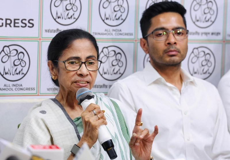 In Images: Mamata Banerjee, Abhishek Banerjee address media after Bengal poll defeat