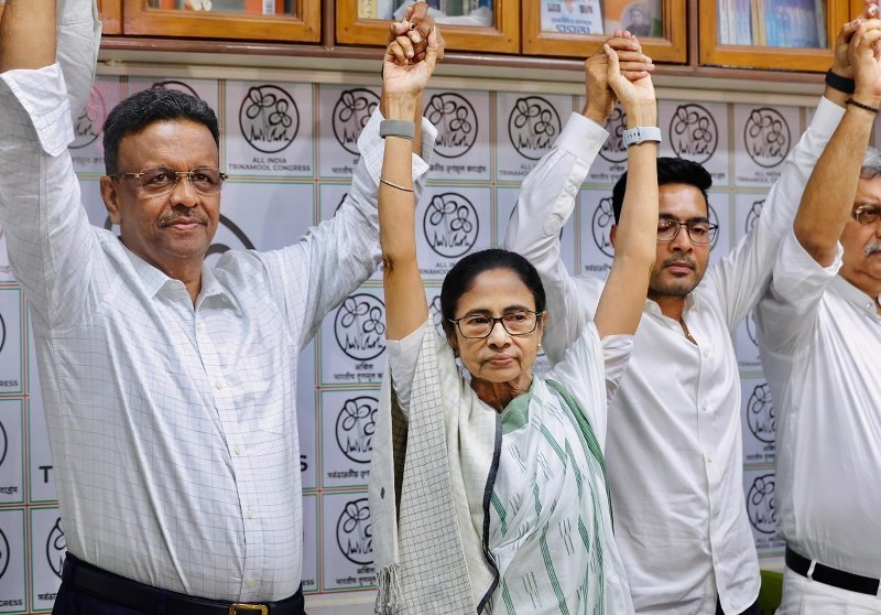 In Images: Mamata Banerjee, Abhishek Banerjee address media after Bengal poll defeat