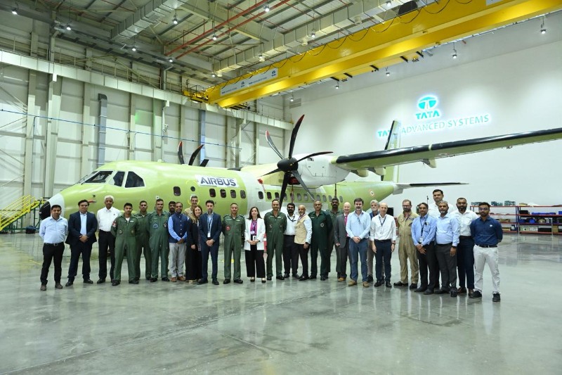 The first India-made C-295 transport aircraft has been completed and is preparing for flight testing.