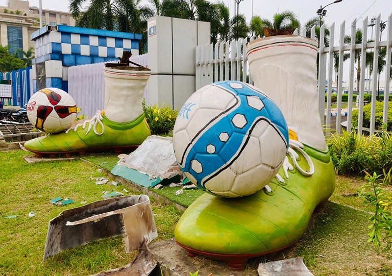 In Images: Mamata Banerjee-designed controversial Salt Lake Stadium statue torn down in Kolkata