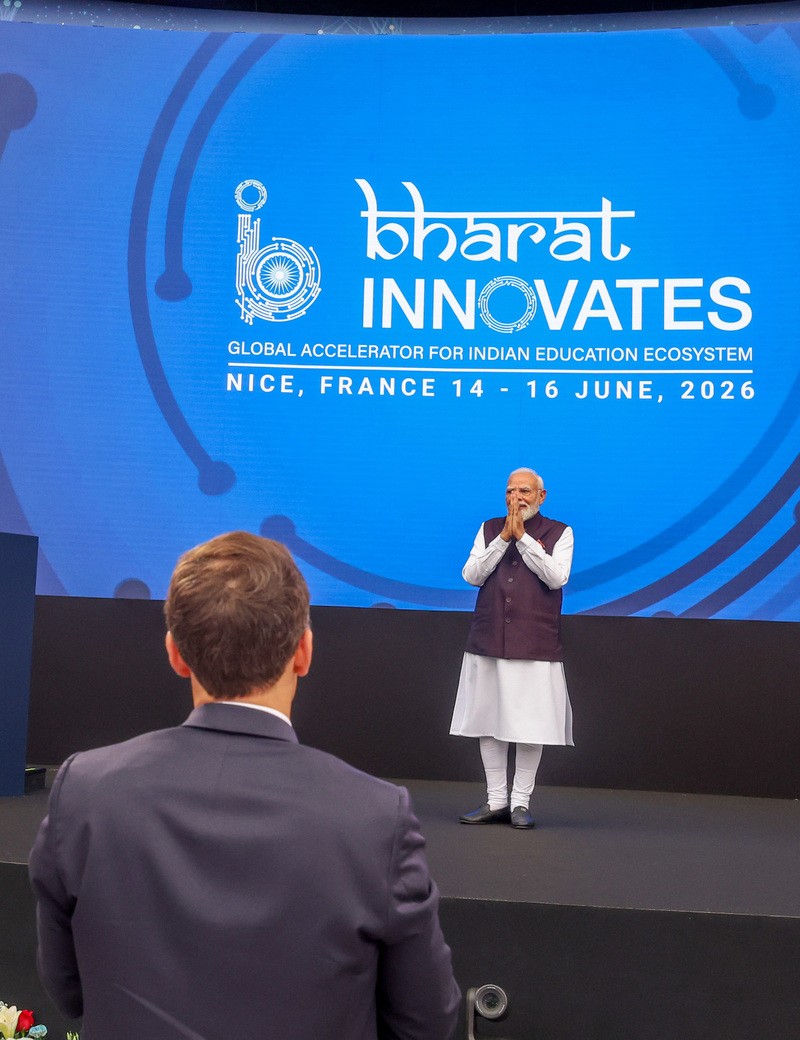 In Images: Modi and Macron at the inauguration of the ‘Bharat Innovates’ event in France