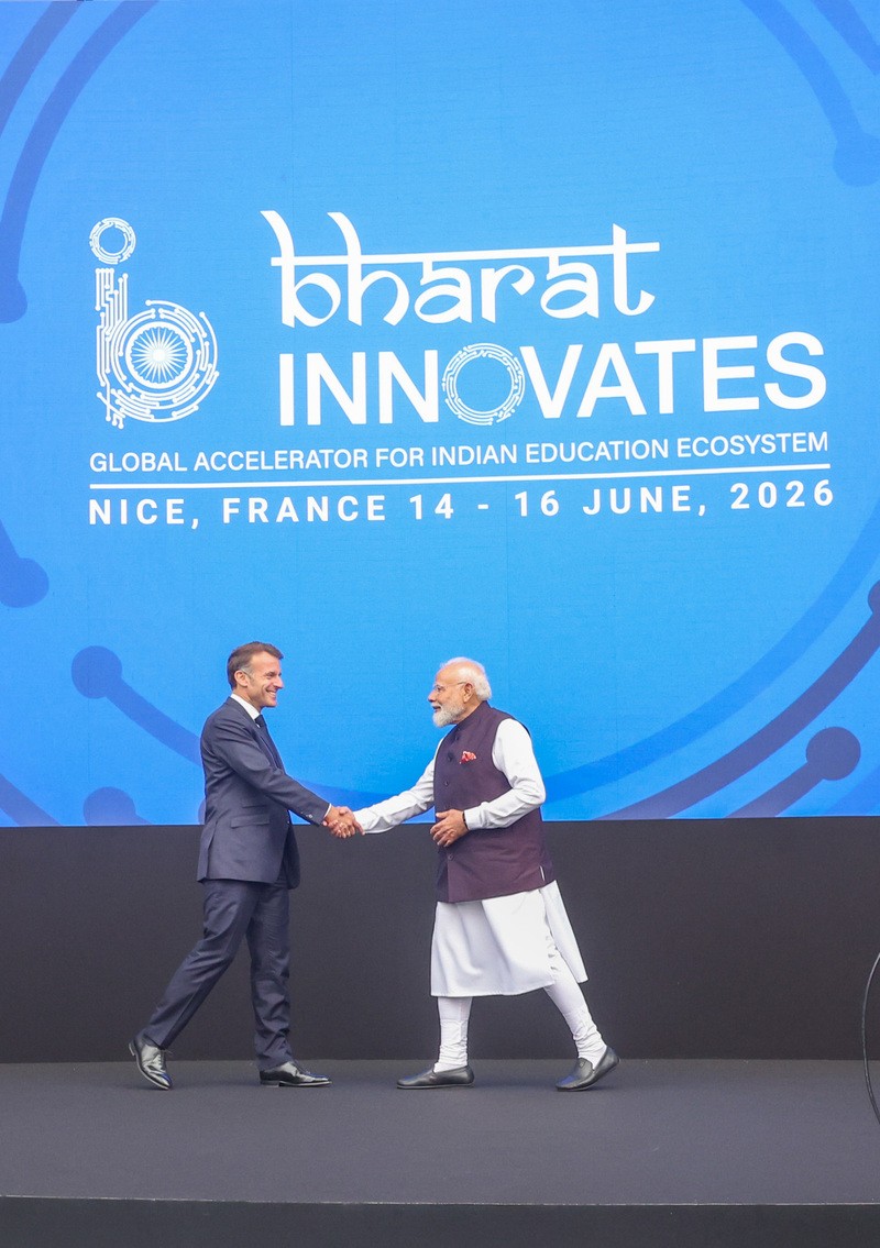 In Images: Modi and Macron at the inauguration of the ‘Bharat Innovates’ event in France
