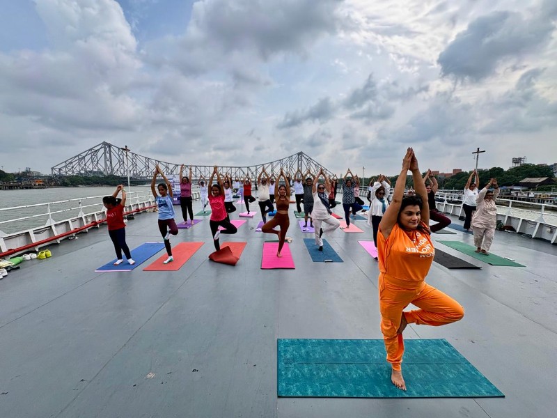 Hooghly River cruise hosted Kolkata's unique International Yoga Day celebration promoting wellness, heritage and tourism together.