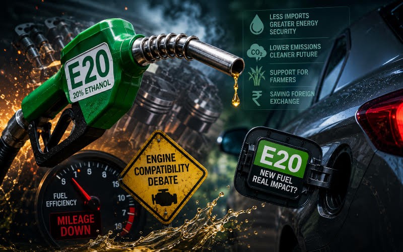 Explaining India's E20 petrol controversy, mileage concerns, engine debate and the government's defence of ethanol blending.