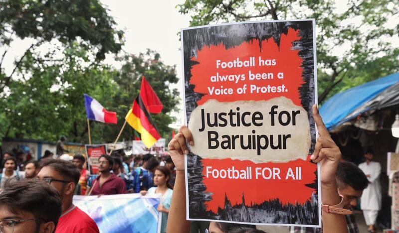 In Images: Kolkata football fans protest at Esplanade over Baruipur rape and murder case