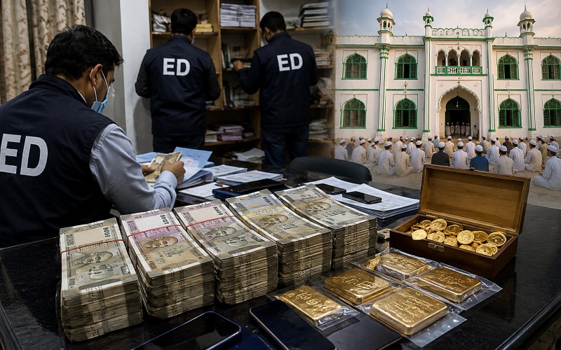 ED recovered Rs 40 lakh in cash and gold during raids linked to an alleged terror funding network.