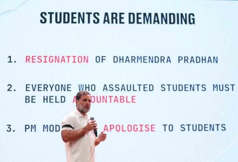 In Images: Rahul Gandhi addresses press after detention over PM House protest