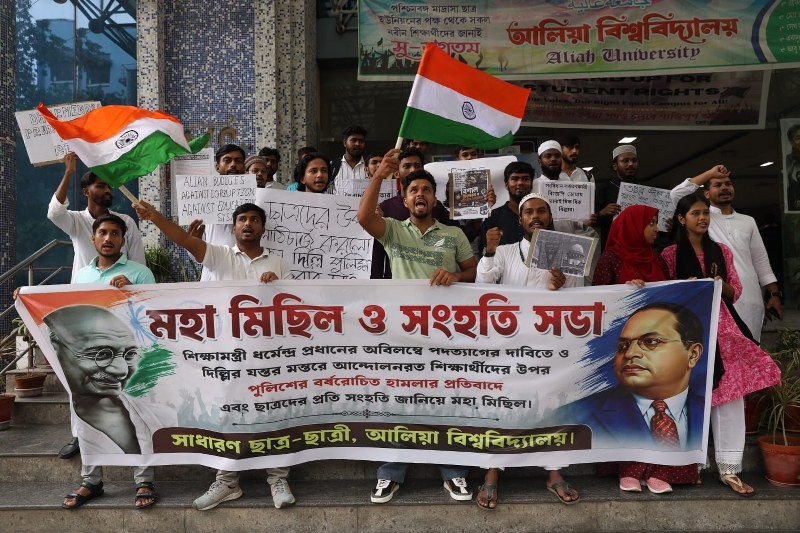 In Images: Aliah University students flood Kolkata streets, demand Dharmendra Pradhan's resignation