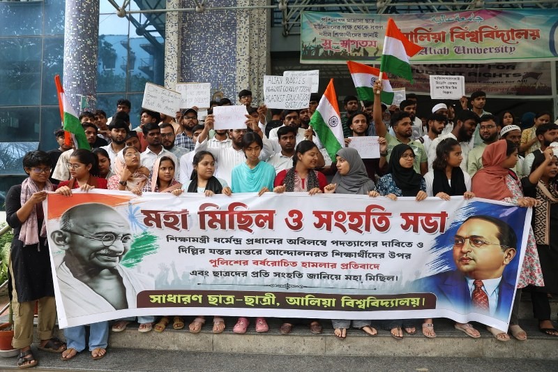 In Images: Aliah University students flood Kolkata streets, demand Dharmendra Pradhan's resignation