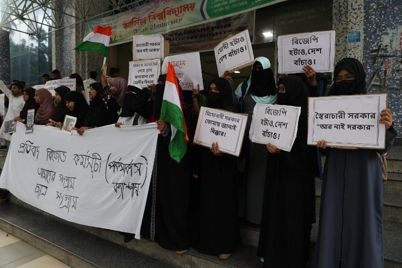 In Images: Aliah University students flood Kolkata streets, demand Dharmendra Pradhan's resignation