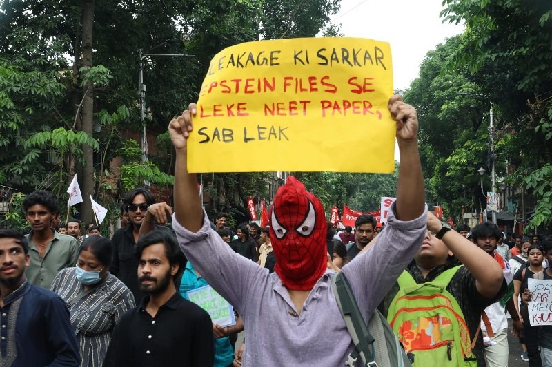 In Images: CJP, SFI supporters rally in Kolkata, demand Pradhan's resignation