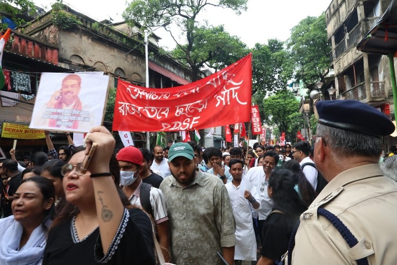 In Images: CJP, SFI supporters rally in Kolkata, demand Pradhan's resignation