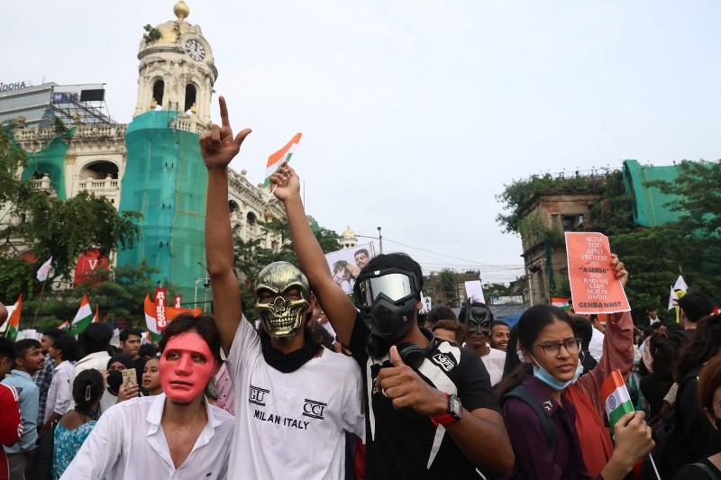 In Images: CJP, SFI supporters rally in Kolkata, demand Pradhan's resignation