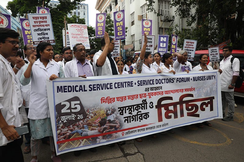 In Images: Doctors, medical staff participate in victory march in Kolkata after Pradhan resigns