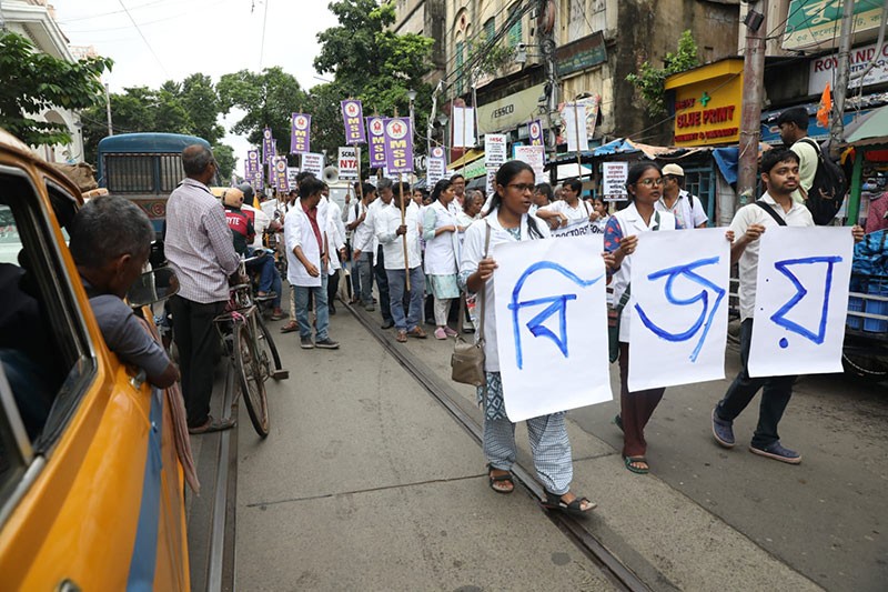 In Images: Doctors, medical staff participate in victory march in Kolkata after Pradhan resigns
