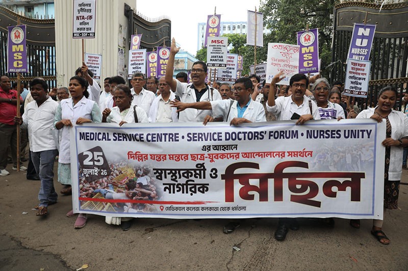 In Images: Doctors, medical staff participate in victory march in Kolkata after Pradhan resigns