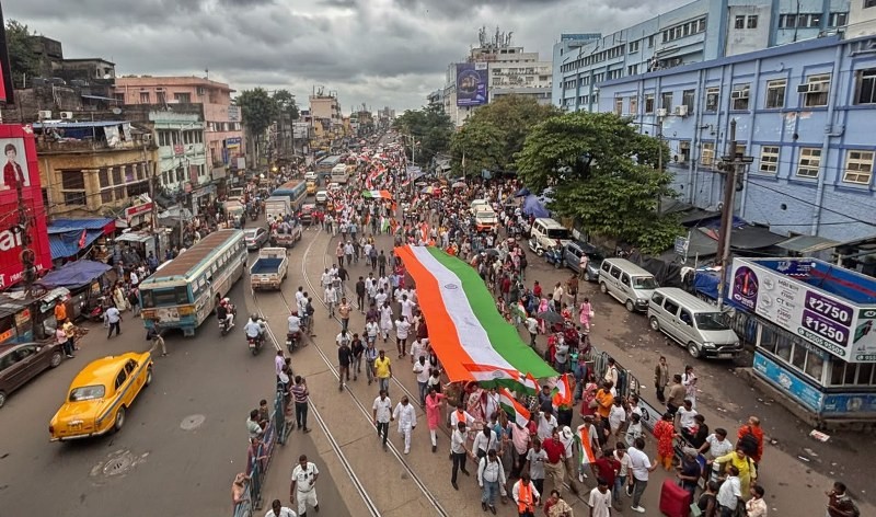 In Images: BJP holds Tiranga Yatra in Kolkata amid tensions after NEET protest violence