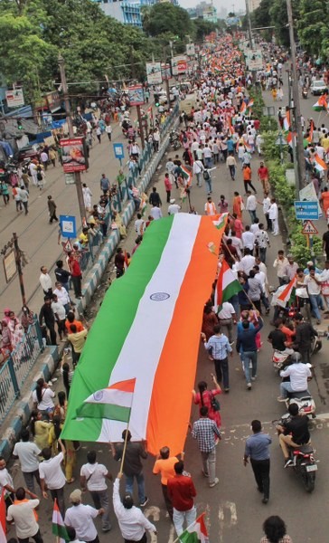In Images: BJP holds Tiranga Yatra in Kolkata amid tensions after NEET protest violence