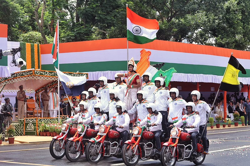 In Images: Kolkata’s Red Road comes alive with Independence Day parade, tableaux and drills