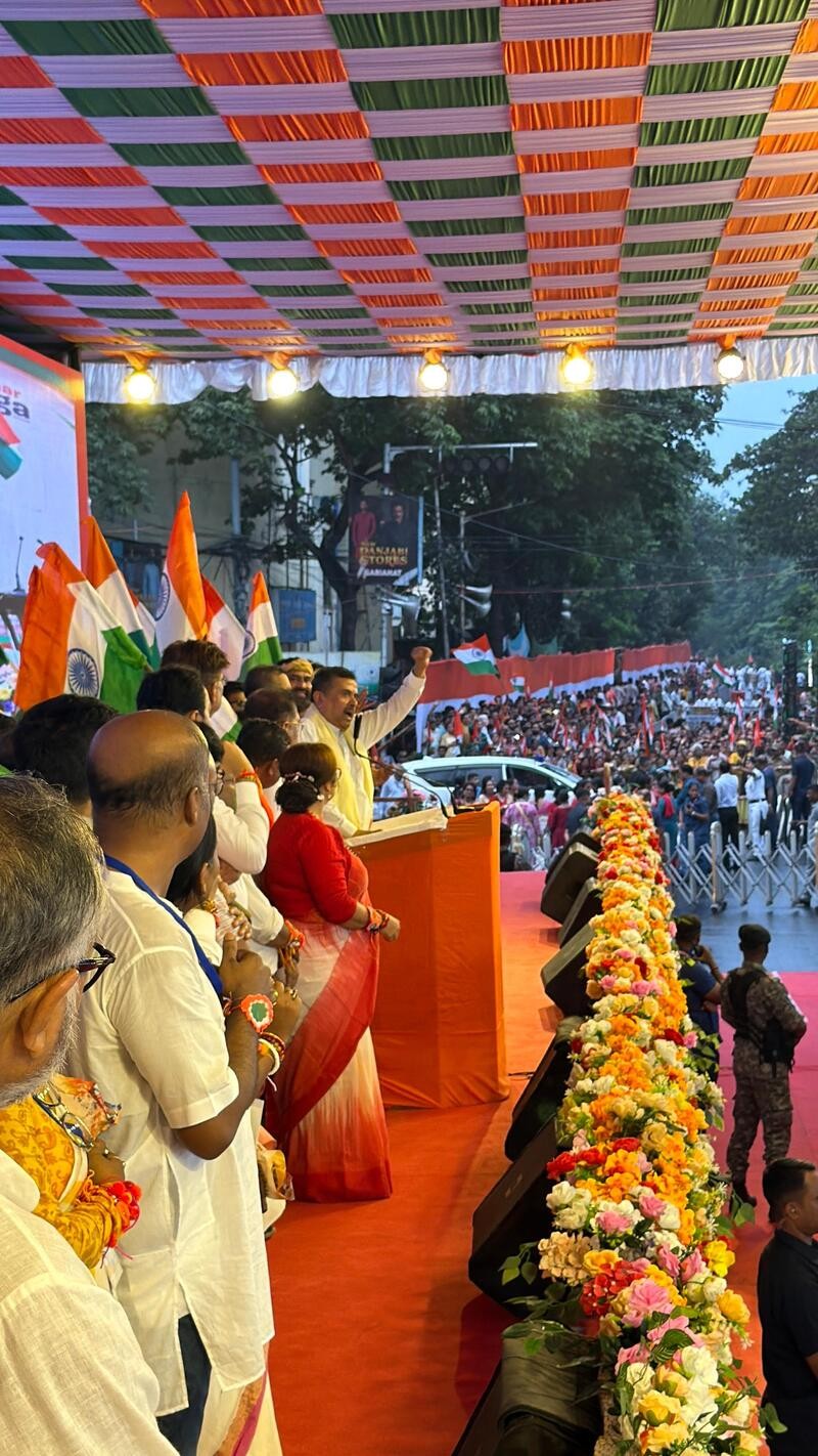 In Images: Suvendu Adhikari joins BJP-organised Vande Mataram Programme in Jadavpur