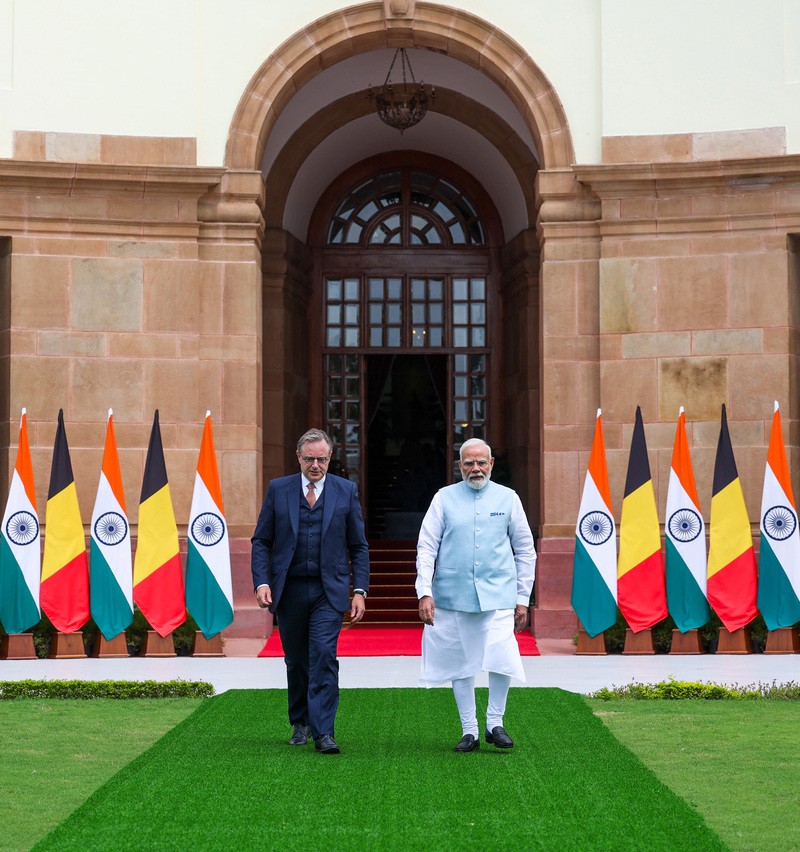 In Images: PM Modi meets Belgian Prime Minister Bart De Wever in New Delhi Caption: