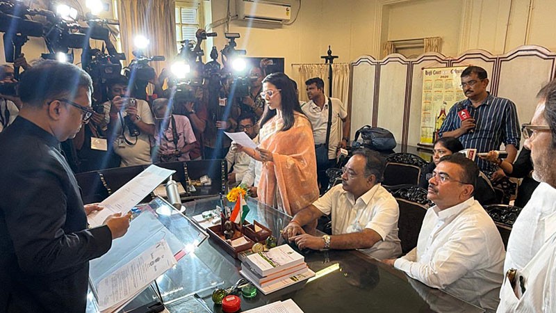 In Images: Koel Mallick files Rajya Sabha nomination; Suvendu Adhikari, Samik Bhattacharya by her side