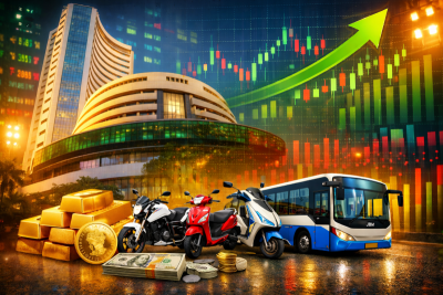 Sensex soars over 350 points, Nifty tops 26,250 as auto stocks fly