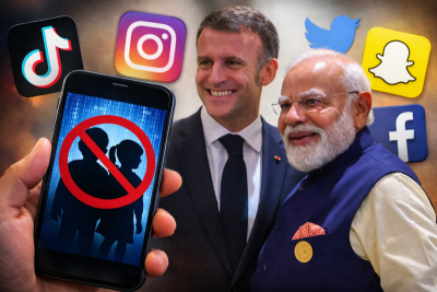‘You will join the club’: Macron urges Modi to ban social media for minors