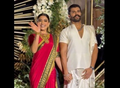 Rashmika Mandanna, Vijay Deverakonda dazzle in traditional looks at Hyderabad reception