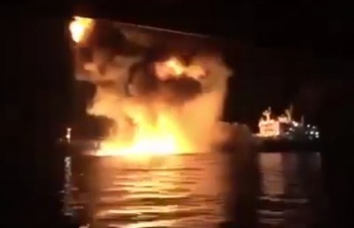 Oil tankers ablaze in Iraq port after suspected Iranian boat attack, 1 crew member dead
