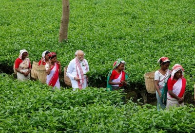 In Images: PM Modi connects with women tea workers in Assam’s Dibrugarh