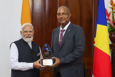 Modi conferred Seychelles' highest civilian honour for leadership on climate and environmental conservation