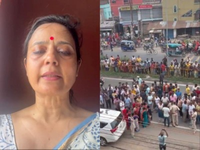 Eggs, stones hurled at Mahua Moitra's office; MP waves TMC flag, shouts 'Trinamool Congress Zindabad'