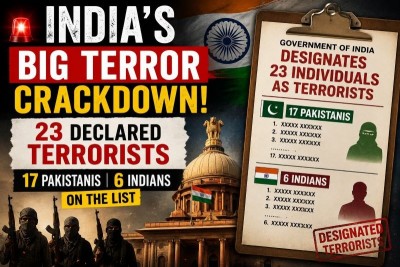 Centre designates 23 individuals as terrorists. List includes 17 Pakistanis, 6 Indians
